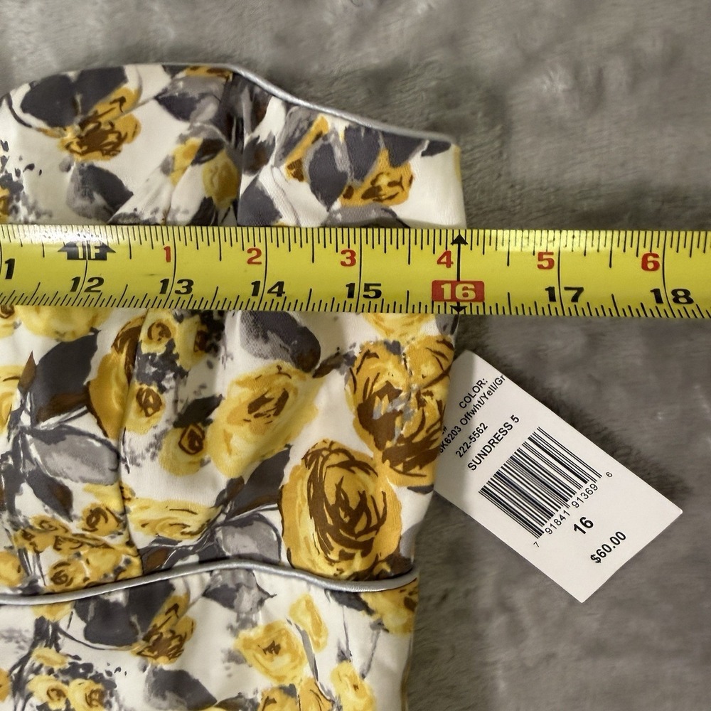 NWT B. Smart Sundress Size 16 Yellow Grey Floral Strapless Mini Sundress - Picture 4 of 9